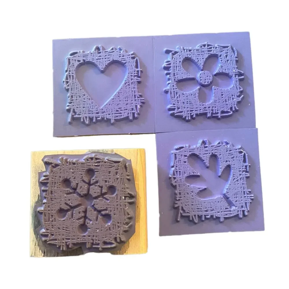 Stampin' Up Made From Scratch Heart Snowflake Leaf Flower 4 Rubber Stamps